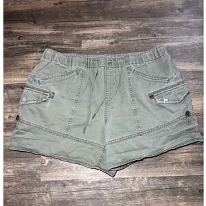 Volcom Sage Green Utility Cargo Shorts Women's M Elastic Waist Drawstring Cotton